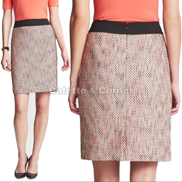 Banana Republic Black Orange Woven Tweed Tuxedo Piping Pencil Skirt - Picture 7 of 7